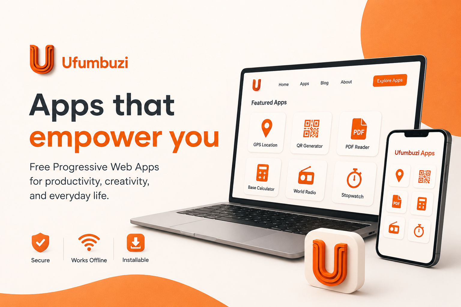 Ufumbuzi cover image explaining the type of applications we offer. Imagen de portada de Ufumbuzi explicando el tipo de aplicaciones que ofrecemos